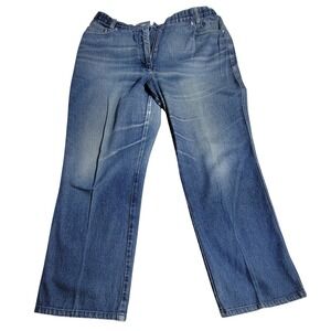 Fair Lady Vintage High Waisted Straight Leg Jeans Blue Wash Elastic Back size 32